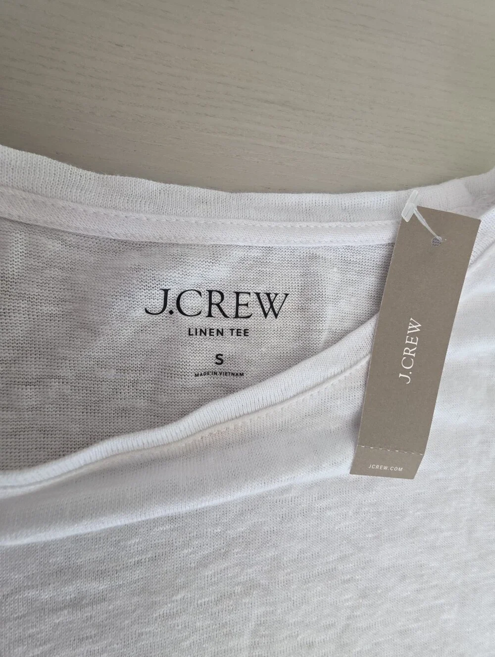 J.Crew Classic Crewneck White Women's New relaxed linen T-shirt Sz S $50